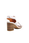 White Genuine Leather Womens Heeled Sandals 2108502Y Z