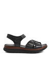 Siyah Hakiki Deri Kadın Düz Sandalet 22981709 Z