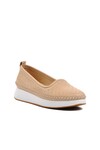 Bej Hakiki Deri Anatomik Kadın Casual Ayakkabı9091-1 Z