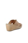 Bej Hakiki Deri Kadın Terlik  9226 Z