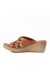Tan Genuine Leather Womens Slippers 9227 Z