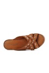 Tan Genuine Leather Womens Slippers 9227 Z