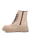 Bej Bağcıklı Fermuarlı Kadın Bot 145-01 Z