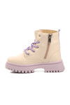 Beige-Lilac Polyurethane Girls Boots 1525 P