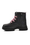 Black-Pink Polyurethane Girls Boots 1525 P
