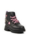 Black-Pink Polyurethane Girls Boots 1525 P