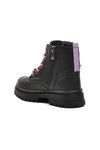 Black-Pink Polyurethane Girls Boots 1525 P