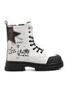 White Polyurethane Girls Boots 1566 F