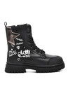 Black Polyurethane Girls Boots 1566 F