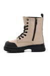 Beige Lace-Up Zippered Girls Boots 1566 P