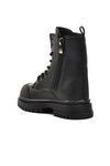 Black Lace-Up Zippered Girls Boots 1566 P