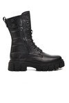 Black Zippered Lace-Up Womens Boots 36871-1 Z