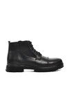 Black Genuine Leather Mens Boots 7085 M