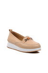 Bej Hakiki Deri Anatomik Kadın Casual Ayakkabı 9101 Z