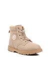 Beige Lace-Up Zippered Fleece Inside Childrens Boots Alaca F