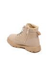 Beige Lace-Up Zippered Fleece Inside Childrens Boots Alaca F
