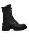 Black Lace-Up Zippered Womens Boots 22936 Z