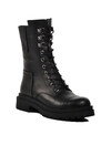 Black Lace-Up Zippered Womens Boots 22936 Z