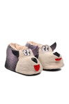Purple-Beige Womens Slippers with Dogs G