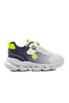 White Navy Blue Velcro Mesh Lighted Baby Sneakers 1415 B