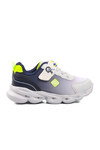 White-Navy Blue-Yellow Textile Childrens Sports Shoes 1415 P