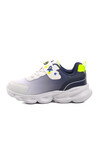 White-Navy Blue-Yellow Textile Childrens Sports Shoes 1415 P