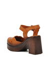 Tan Genuine Leather Womens Heeled Sandals 2217001Y Z