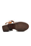 Tan Genuine Leather Womens Heeled Sandals 2217001Y Z