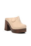 Beige Womens Heeled Slippers 2217013Y Z