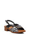 Black Genuine Leather Womens Sandals 24026020Y Z