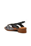 Black Genuine Leather Womens Sandals 24026020Y Z