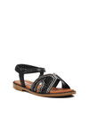 Black Womens Flat Sandals 286069 Z