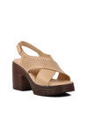 Beige Womens Heeled Sandals 523001 Z