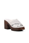 White Womens High Heel Slippers 523004 Z