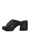 Black Womens High-Heeled Slippers 523004 Z