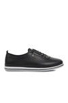 NARROW MOLD Black Genuine Leather Anatomical Womens Casual Shoes 7876 Z