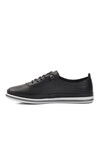 NARROW MOLD Black Genuine Leather Anatomical Womens Casual Shoes 7876 Z