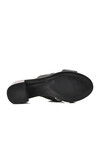 NARROW MOLD Black Genuine Leather Womens Heeled Slippers 9749 Z