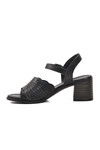 Black Genuine Leather Womens Heeled Sandals 9758 Z