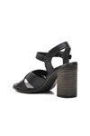 صندل بكعب من الجلد الطبيعي الأسود للنساء 9760 Z