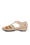 Beige Velcro Genuine Leather Womens Sandals 23033319Y Z