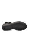 Black Velcro Genuine Leather Womens Sandals 23033319Y Z