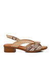Beige Genuine Leather Womens Sandals 24026020Y Z