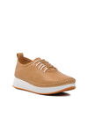 Beige Genuine Leather Anatomic Womens Casual Shoes 24077 Z