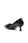 Black Patent Leather Thin Low Heeled Womens Evening Shoes 312171 Z