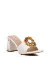 White Womens High Heel Slippers 409128 Z
