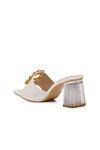 White Womens High Heel Slippers 409128 Z