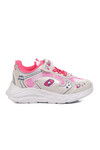 White Fuchsia Velcro Girls Sneakers 732 P