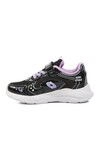 Black Lilac Velcro Girls Sneakers 732 P