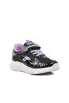 Black Lilac Velcro Girls Sneakers 732 P